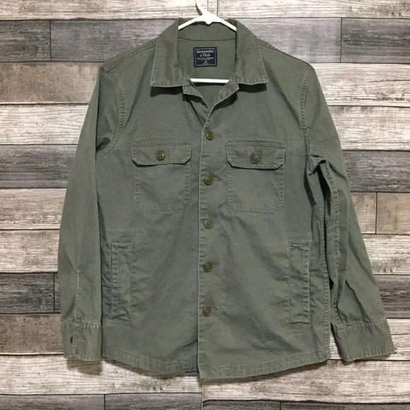 Abercrombie Fitch Shirt Jacket Men’s XS Green Canvas Military Pockets - Picture 3 of 10